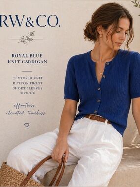 RW&CO. Navy Textured Knit Top